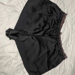 Black Satin and Lace Shorts